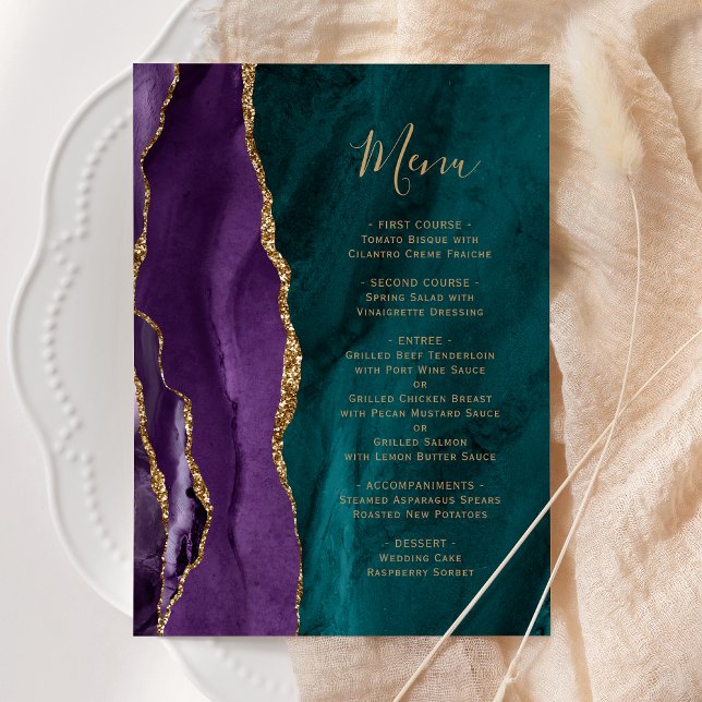Menu Casamento Dourado com Teal de Agato Roxo (Criador carregado)