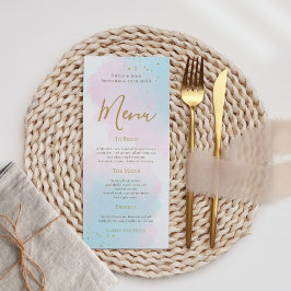 Menu Casamento Dourado de Abertura de Cor Azul-Rosa Ele