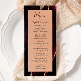 Menu Casamento Dourado de Agata Moderno Burgundy