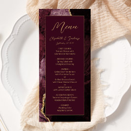 Menu Casamento Dourado de Agatos Moderno Burgundy