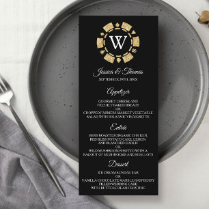 Menu Casamento Dourado de Chip Casino do Poker do Monog