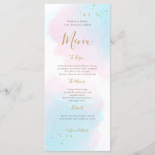 Menu Casamento Dourado de Cinza Azul Cor de Água, Cor A