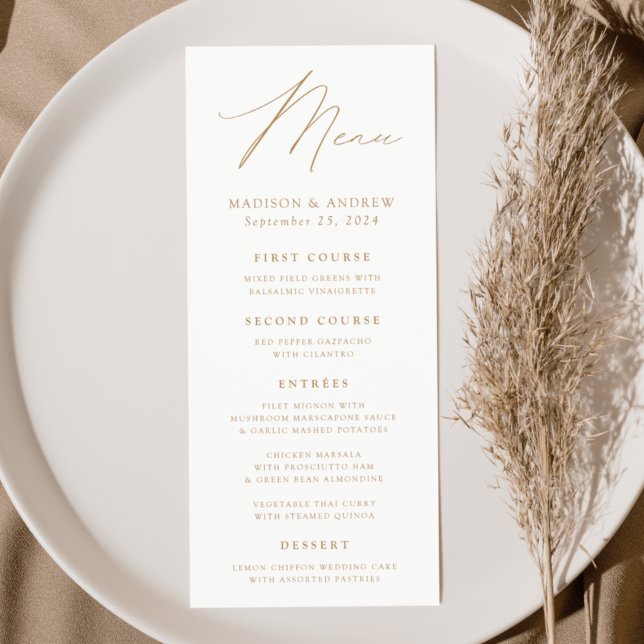 Menu Casamento Dourado de Elegância Moderna (Criador carregado)