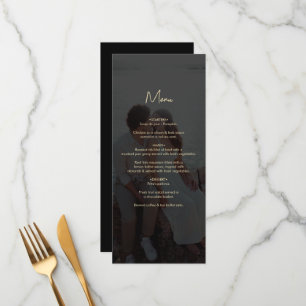 Menu Casamento Dourado de Foto em Branco Moderno