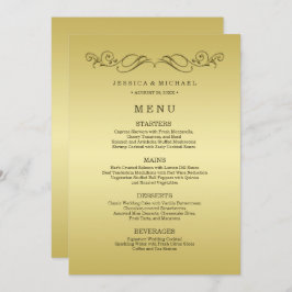 Menu Casamento Dourado de luxo elegante