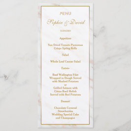 Menu Casamento Dourado de Marble com Rosa de Diamante E