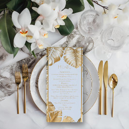 Menu Casamento Dourado de Monstera Elegante