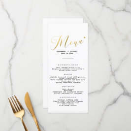 Menu Casamento Dourado de Script Chic Elegante