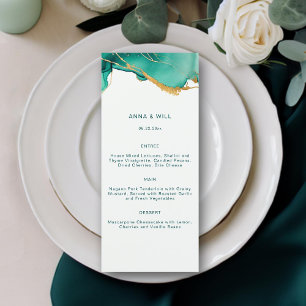 Menu Casamento Dourado de Teal Summer Beach Boho Modern