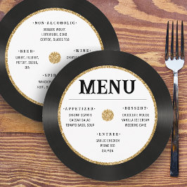 Menu Casamento Dourado de vinil com brilho  na Retro Vi