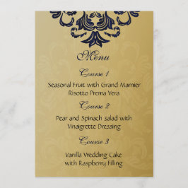 Menu Casamento Dourado do Marinho de Filigree Elegante
