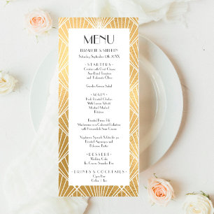 Menu Casamento Dourado e branco da arte Gatsby
