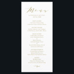 Menu Casamento Dourado e minimalista de Daît Script<br><div class="desc">Placa de Menu de Script Minimalista Dourada | Cartão de menu Elegante e de na moda com escrita química,  tipografia clássica com padrão de listras. Personalize adicionando seus próprios detalhes. Este cardápio será perfeito para casamentos,  graduações,  festas de aposentadoria e muito mais. Itens correspondentes e outras cores estão disponíveis.</div>