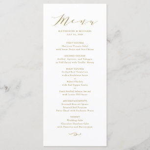 Menu Casamento Dourado e minimalista de Daît Script