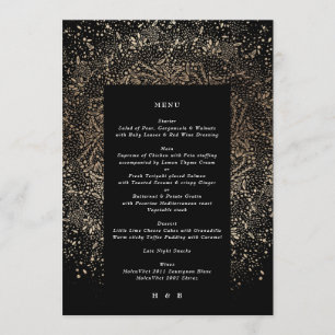 Menu Casamento Dourado e Preto de Mão Branca Formal