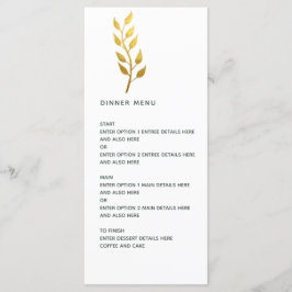 Menu Casamento Dourado e Simples Minimalista