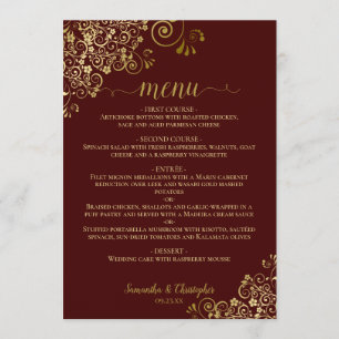 Menu Casamento Dourado Elegante Amigos de Luar Auburn B