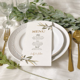 Menu Casamento Dourado Elegante e Verde