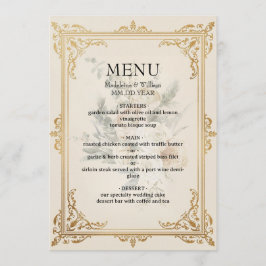 Menu Casamento Dourado Elegante Formal de Luxury