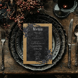 Menu Casamento Dourado entre Rosas Negros e Raven Preto