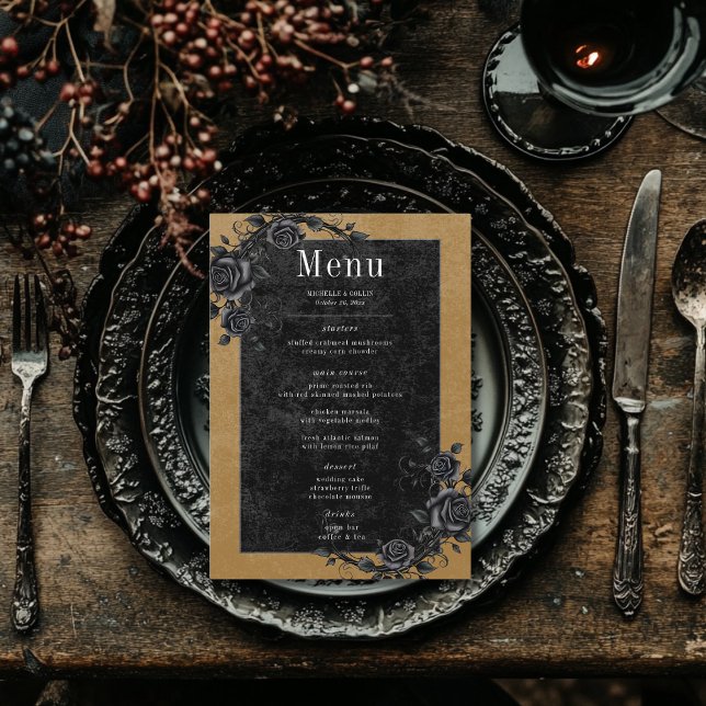 Menu Casamento Dourado entre Rosas Negros e Raven Preto (Criador carregado)