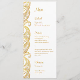 Menu Casamento Dourado índio tradicional Paisley