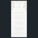 Menu Casamento Dourado Romântico Chinoiserie<br><div class="desc">Elegante Wedding Menu,  cartão plano com título e texto editáveis.</div>