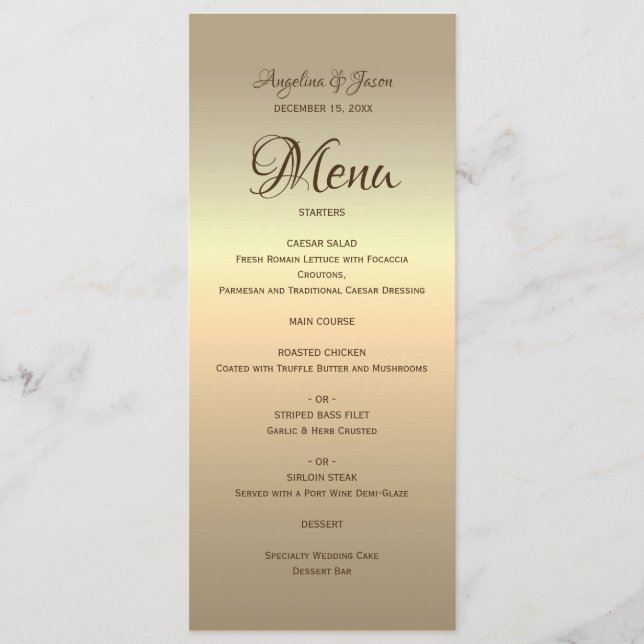 Menu Casamento Dourado simples (Frente)