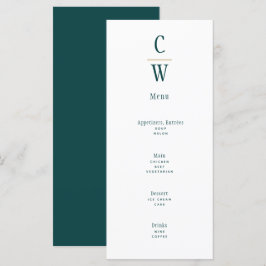 Menu Casamento Dourado Verde De Peacock Teal Monogramme