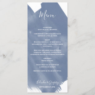 Menu Casamento Dusty Blue Watercolor