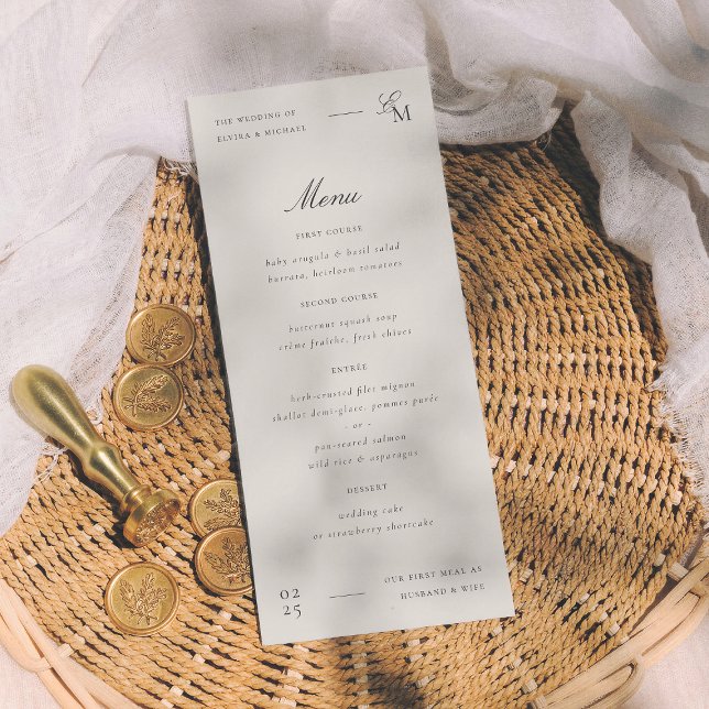Menu Casamento Editorial Marfim Minimalista (Criador carregado)