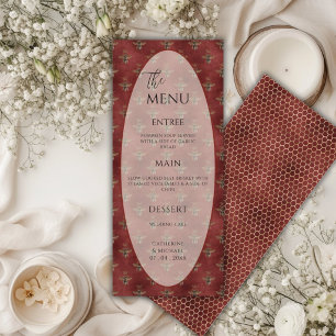 Menu Casamento Elegante Abelha Bombordo Vermelha
