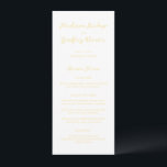 Menu Casamento Elegante Amarelo-Amarelo-Bold-Script Man<br><div class="desc">Menus de casamento clássicos,  com um design simples,  mas elegante,  com seus nomes em script e seus detalhes em fontes serif.</div>