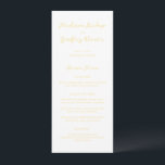 Menu Casamento Elegante Amarelo-Amarelo-Bold-Script Man<br><div class="desc">Menus de casamento clássicos,  com um design simples,  mas elegante,  com seus nomes em script e seus detalhes em fontes serif.</div>