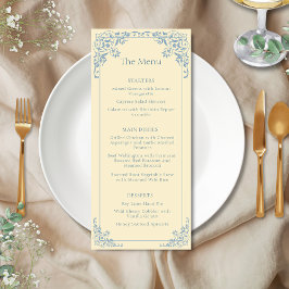 Menu Casamento Elegante Azul-Amarelo-Amarelo-Mante