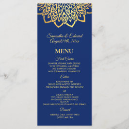 Menu Casamento Elegante Azul do Marinho Dourado