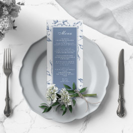 Menu Casamento Elegante Azul-Dusty Floral