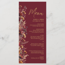 Menu Casamento Elegante Boho Chic de Flores Silvestres 