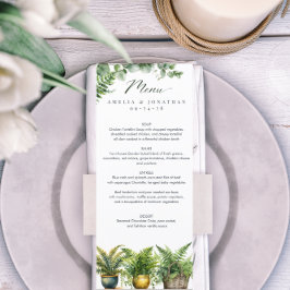 Menu Casamento Elegante Boho Fern Eucalyptus Green