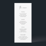Menu Casamento Elegante Branco e Negro eterno<br><div class="desc">Menu de casamento elegante com estilo clássico com uma combinação de tipografia de script e fontes serif tradicionais. Esta simples design vai bem com qualquer estilo de casamento.</div>