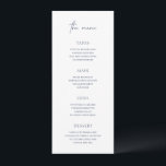Menu Casamento Elegante Clássico Azul de Lucy Marinho<br><div class="desc">Menu de casamento elegante com estilo clássico com uma combinação de tipografia de script e fontes serif tradicionais. Esta simples design vai bem com qualquer estilo de casamento.</div>