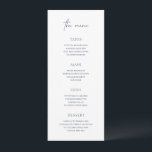 Menu Casamento Elegante Clássico Azul de Lucy Marinho<br><div class="desc">Menu de casamento elegante com estilo clássico com uma combinação de tipografia de script e fontes serif tradicionais. Esta simples design vai bem com qualquer estilo de casamento.</div>
