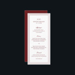 Menu Casamento Elegante Clássico de Gertrude Burgundy W<br><div class="desc">Vinho clássico / cardápio de casamento burgundy apresentando uma design simples e mínima com seu monograma, nomes e data de casamento no topo junto com seu cardápio cercado por uma dupla borda. As fontes se alternam entre um script elegante, um serif tradicional e fontes sans serif minimalistas. Este menu é...</div>