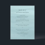 Menu Casamento Elegante com Aquarela Azul Moderna<br><div class="desc">Cardápio de casamento moderno com seu menu de jantar sobre um fundo abstrato de aquarela.</div>