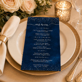 Menu Casamento Elegante com Brilho Azul Marinho