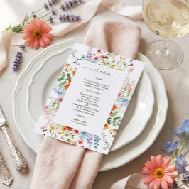 Menu Casamento Elegante com Flores Silvestres Coloridas