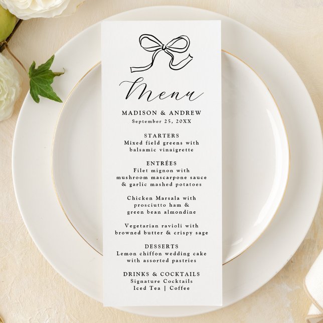 Menu Casamento Elegante com Laço Preto (Criador carregado)
