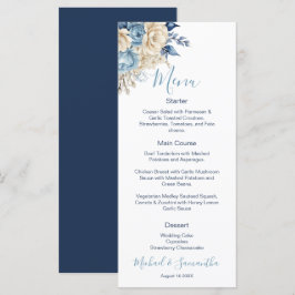 Menu Casamento Elegante com Rosa Azul e Marfim