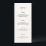 Menu Casamento Elegante Creme Simples<br><div class="desc">Cardápio de casamento moderno com design simples que combina uma fonte sans serif contemporânea,  uma escrita à mão elegante e uma fonte itálica.</div>