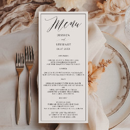 Menu Casamento elegante da caligrafia branca negra